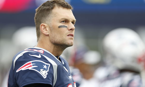 PATRIOTS STAR QUARTERBACK TOM BRADY IN THROWBACK UNIFORM 2