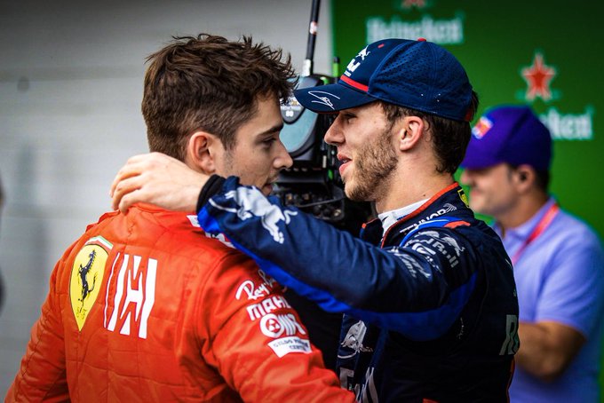 Watch Charles Leclerc Hugs Pierre Gasly After His Maiden Win In Monza Essentiallysports