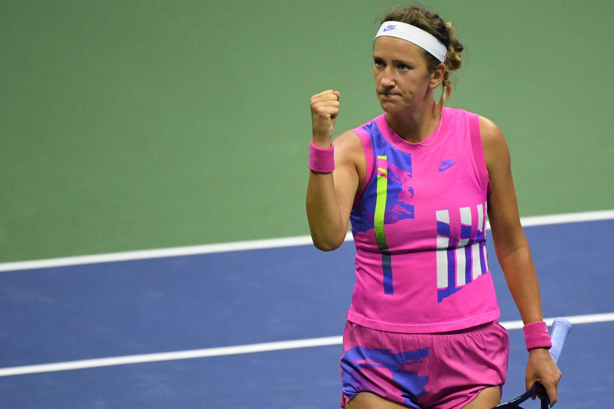 Victoria Azarenka celebrating match point against Serena Williams