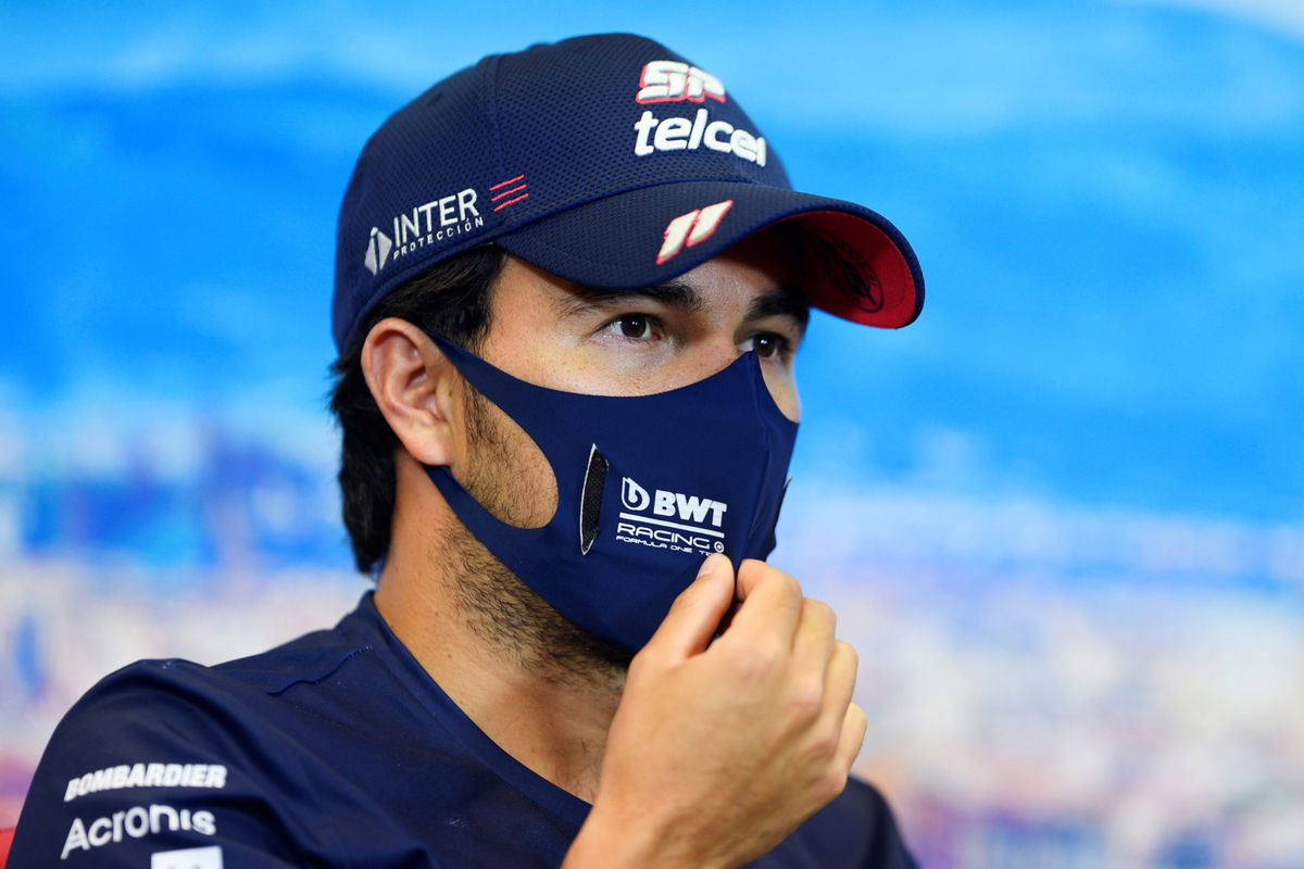 Sergio Perez at the pre race Press Conference ahead of the F1 Tuscan Grand Prix in Mugello