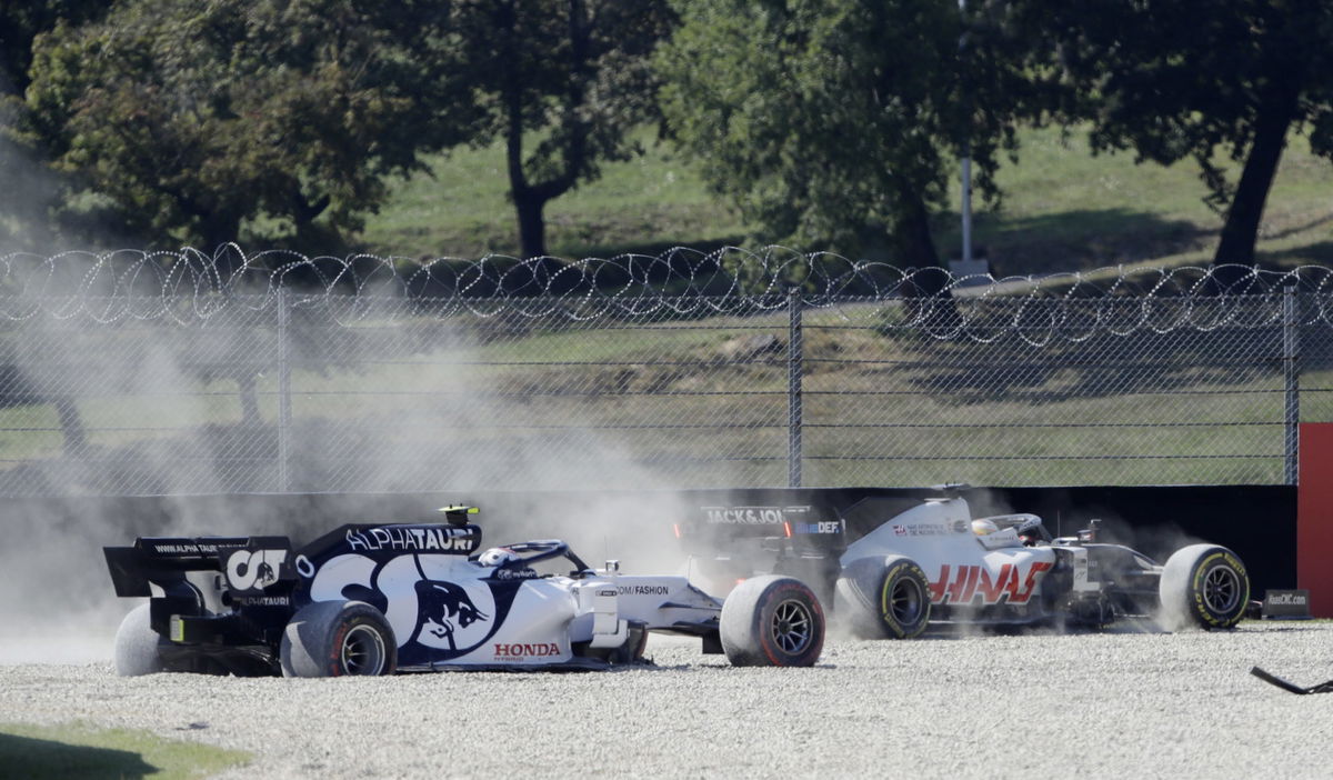 Gasly And Grosjean In The Gravel At Tuscan GP