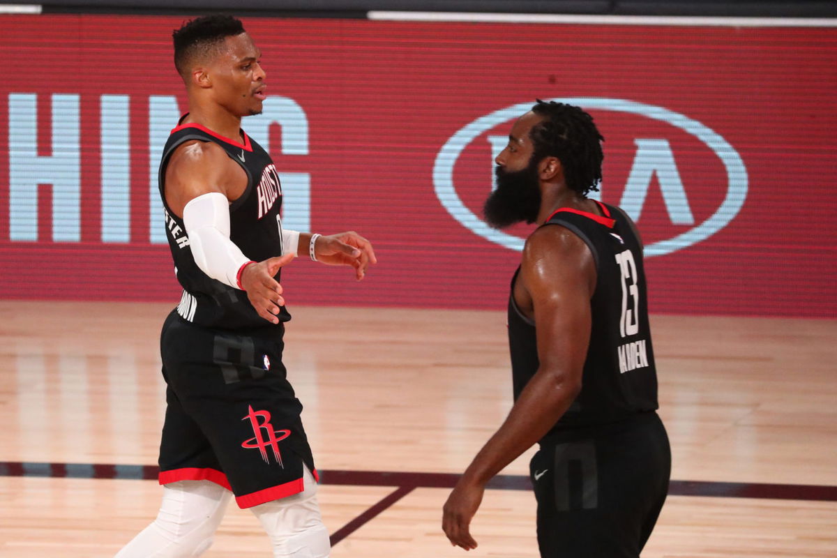 Houston Rockets James Harden and Russell Westbrook together against the Lakers