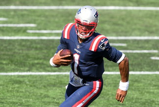 New England Patriots quarterback Cam Newton makes a run towards the End Zone against Miami Dolphins on in Week One.