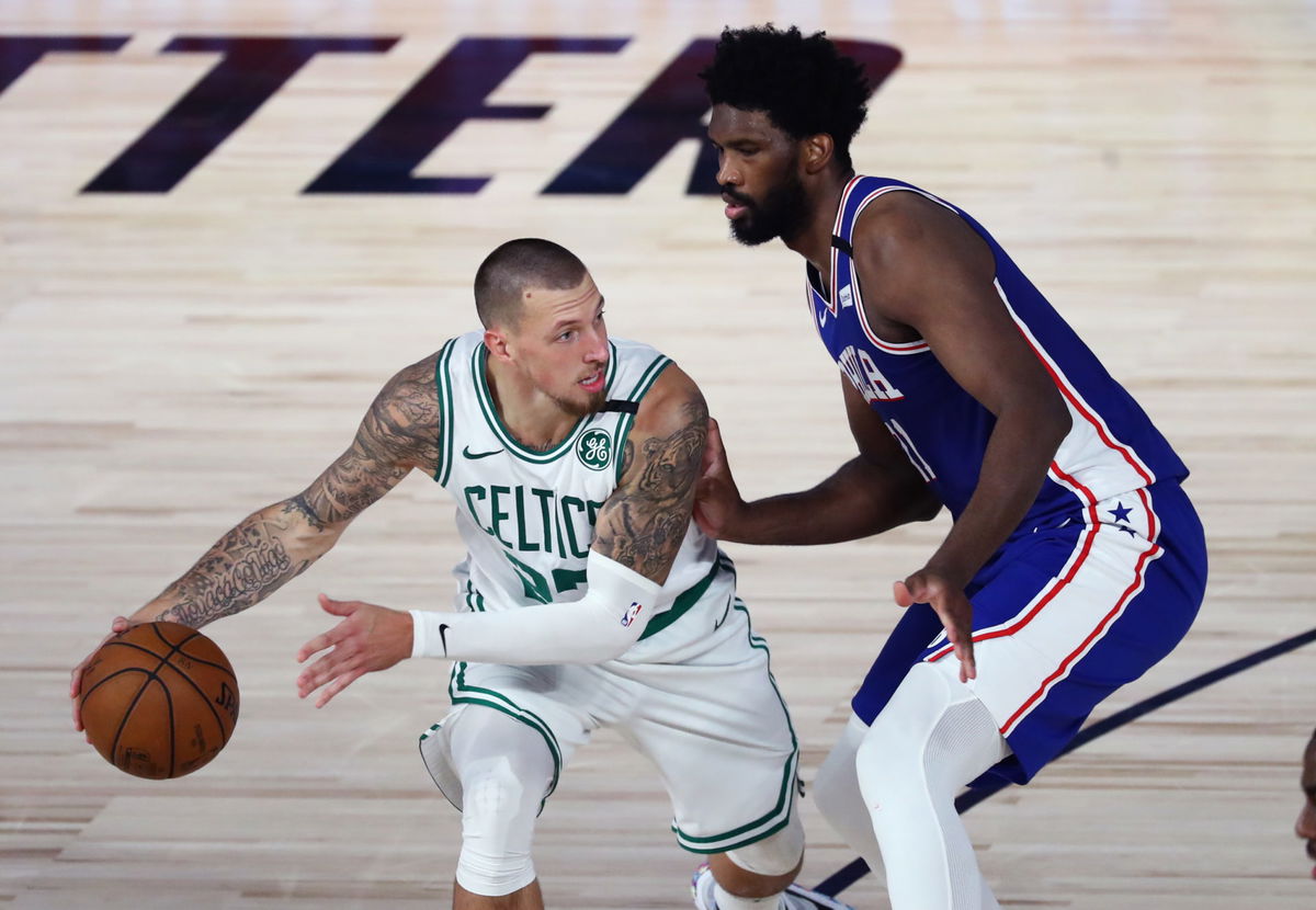 Sixers' Joel Embiid against Boston Celtics Daniel Theis