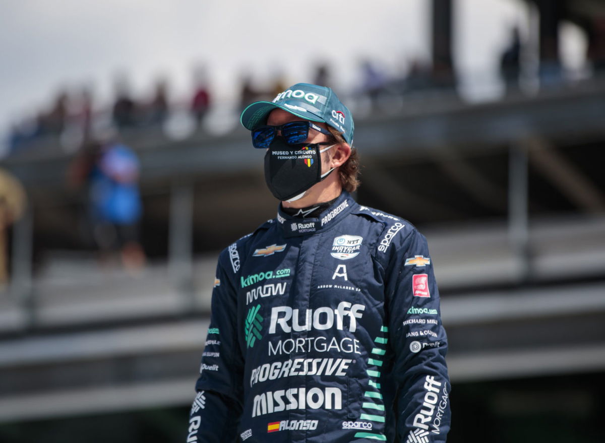 Fernando Alonso looks on during the Indy500