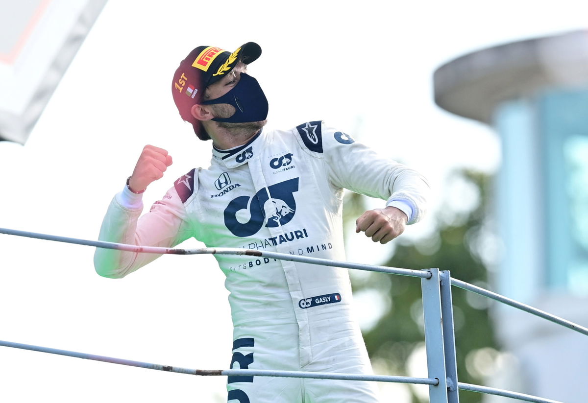 Pierre Gasly Celebrating Italian GP Win