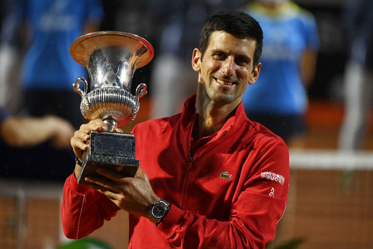 Novak Djokovic poses with the Italian Open 2020 trophy