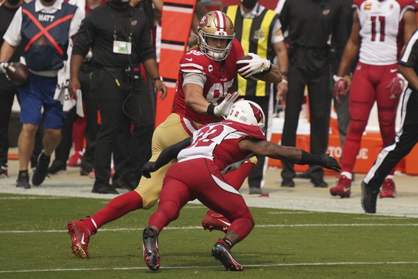 George Kittle Is a Legend”: Admirable 49ERS Tight End Flaunts His Rock-Paper-Scissor  Skills on the Football Field - EssentiallySports