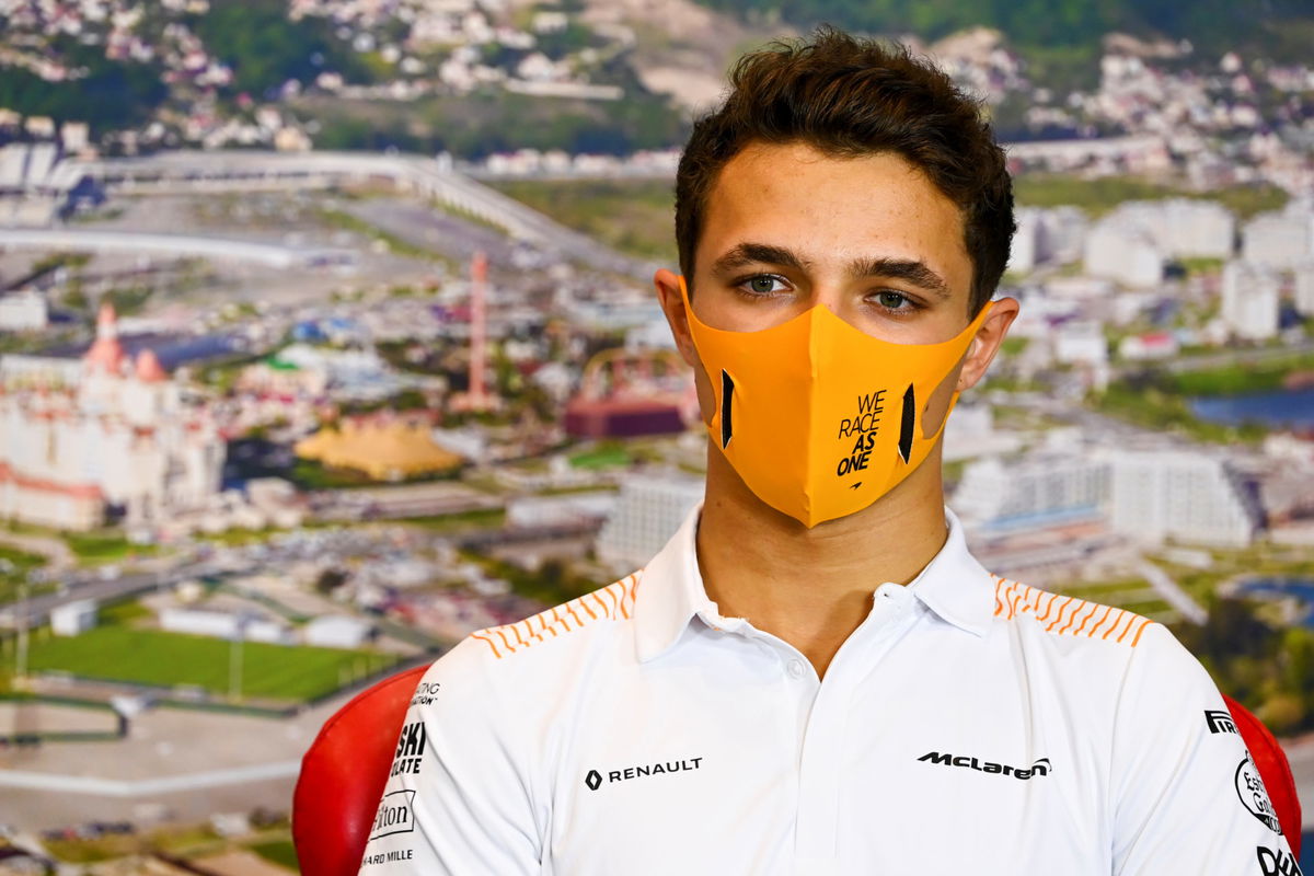 McLaren's Lando Norris during the press conference at Russian Grand prix 2020