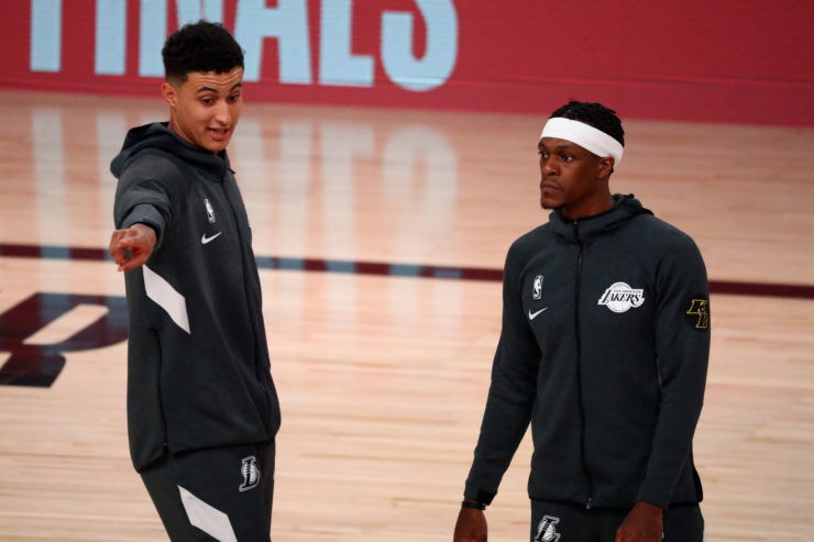 Los Angeles Lakers forward Kyle Kuzma with Rajon Rondo in 2020 NBA playoffs