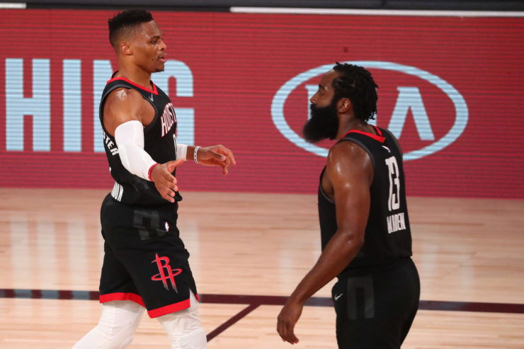 Houston Rockets' James Harden and Russell Westbrook