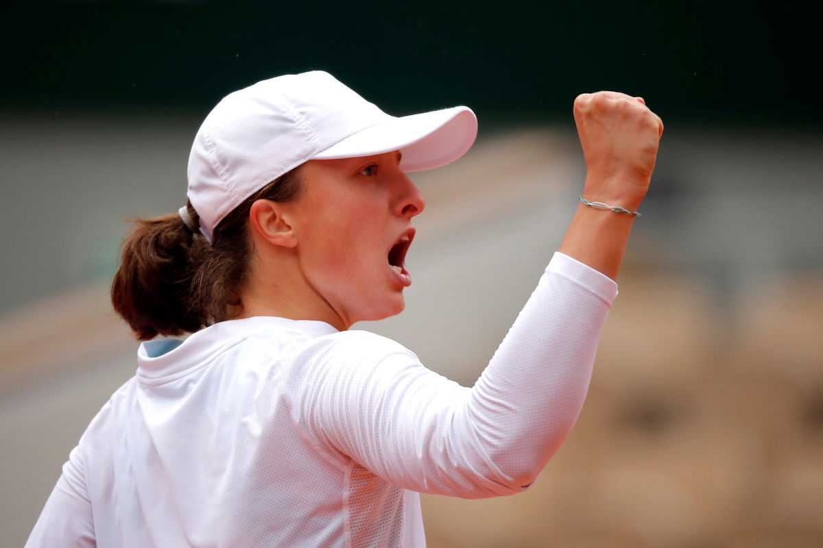 Poland’s Iga Swiatek reacts during her semi-final match against Argentina’s Nadia Podoroska REUTERS/Charles Platiau