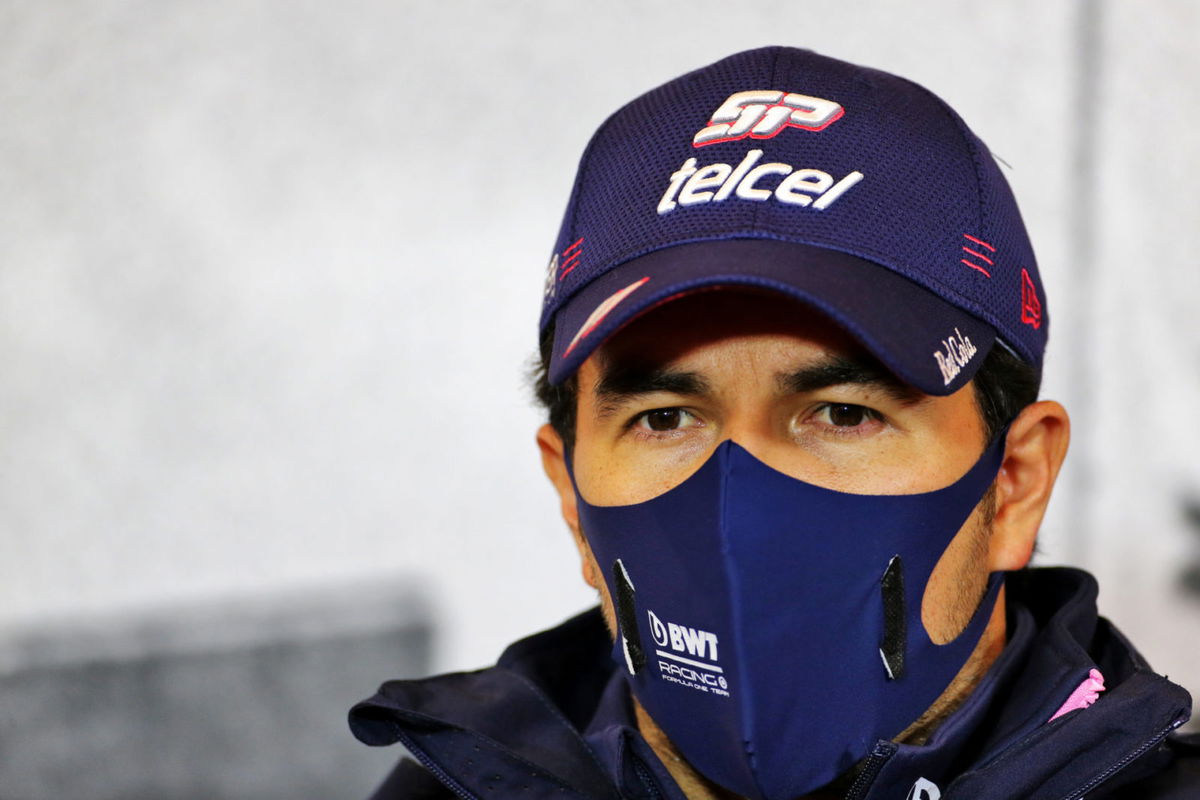 Sergio Perez at a press conference in Germany
