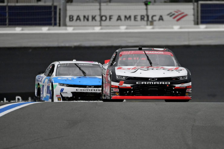 Noah Gragson and Daniel Hemric in action in the NASCAR Xfinity Series
