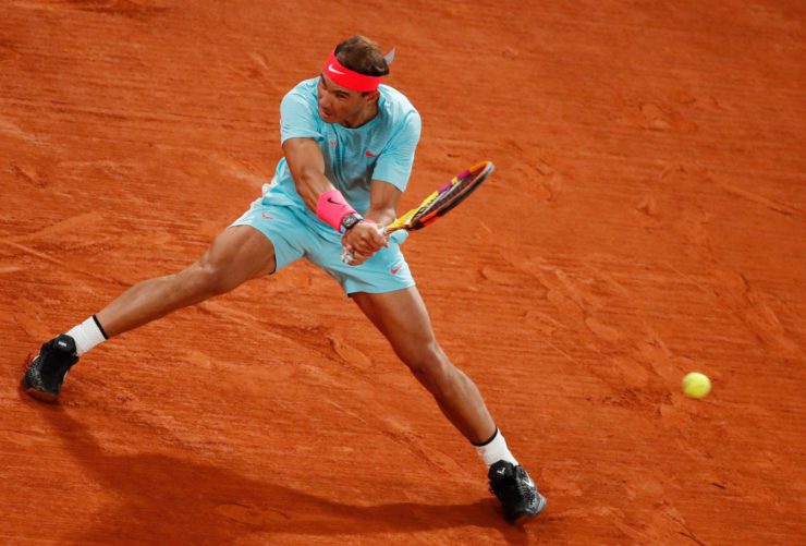 Rafael Nadal in action in the French Open 2020 final
