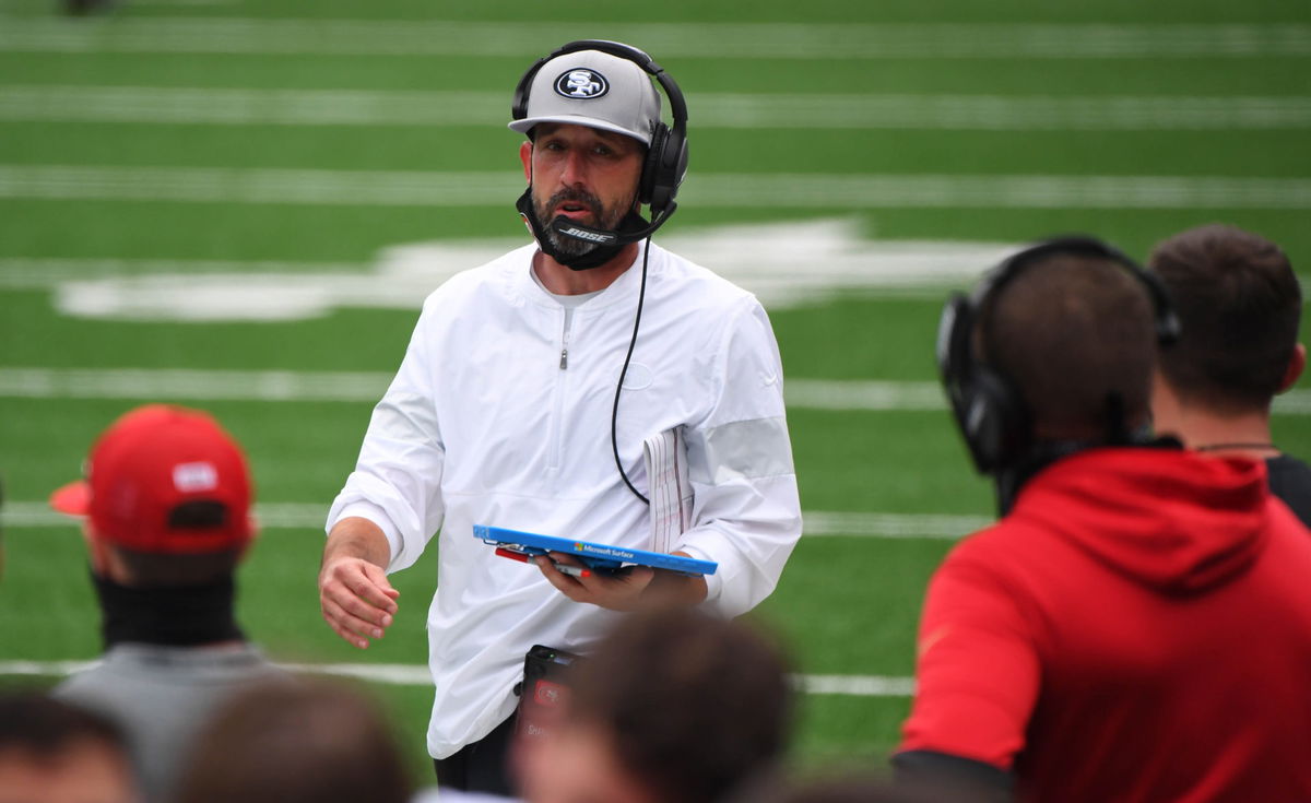 San Francisco 49ers coach Kyle Shanahan and new QB Trey Lance