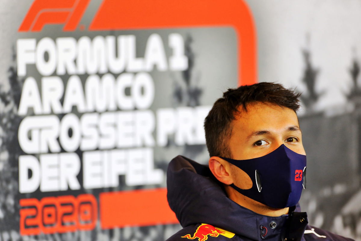 Alex Albon during the Eifel GP press conference