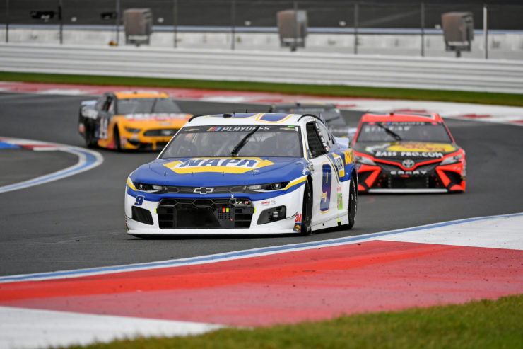 Chase Elliott and Martin Truex Jr in action in NASCAR Cup Series