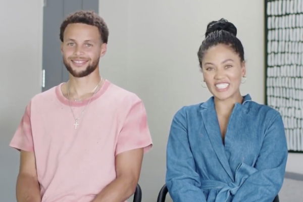 Steph Curry and family pose with championship trophy in adorable