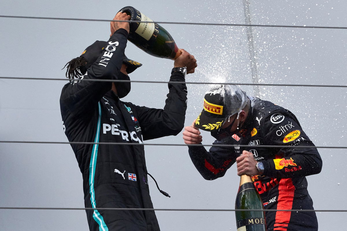 Lewis and Verstappen at Nurburgring on Sunday