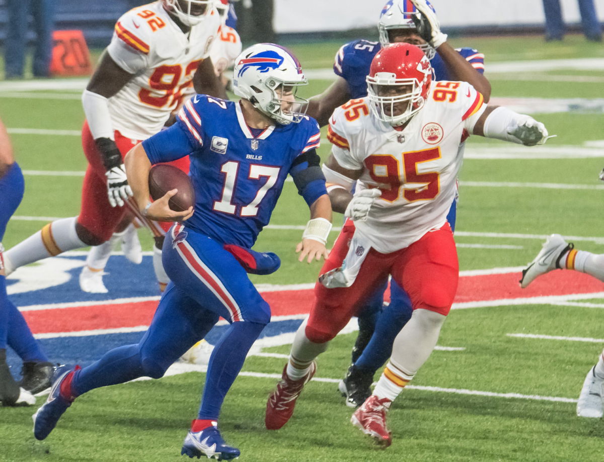Buffalo Bills quarterback Josh Allen attempts to make a play against Kansas City Chiefs on Sunday.