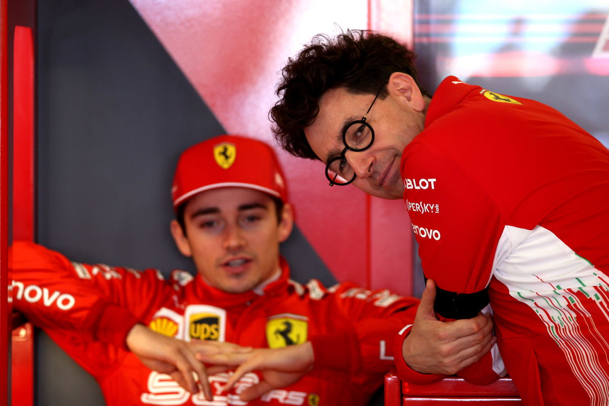 Ferrari driver Charles Leclerc and Mattia Binotto prior to the 2019 Australian Grand Prix