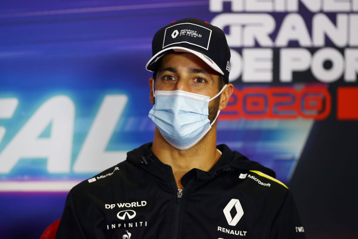 Renault's Daniel Ricciardo at the drivers' press conference in Portugal