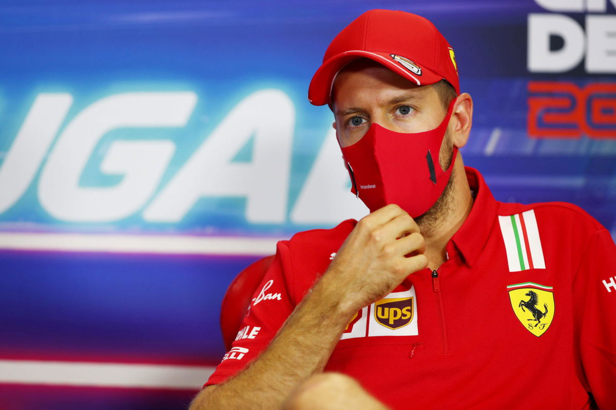 Sebastian Vettel at a press conference in Portugal