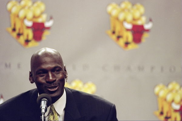 Michael Jordan during his retirement press conference in January 1999