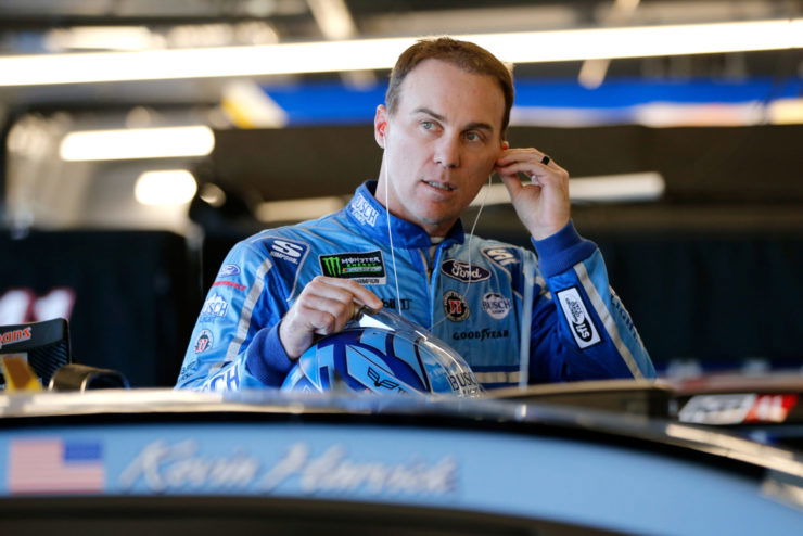 Kevin Harvick looks on