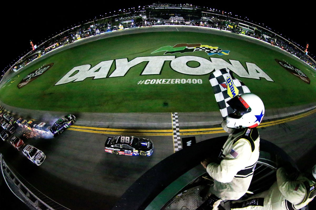 The generic view of a Daytona 500 Cup Series race at the Daytona International Speedway