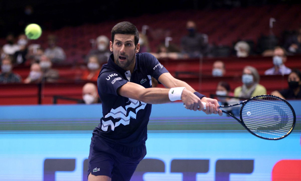 Novak Djokovic in motion at ATP Vienna Open