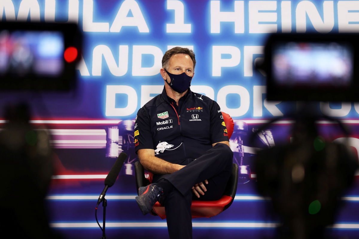 Christian Horner during F1 press conference in Portugal