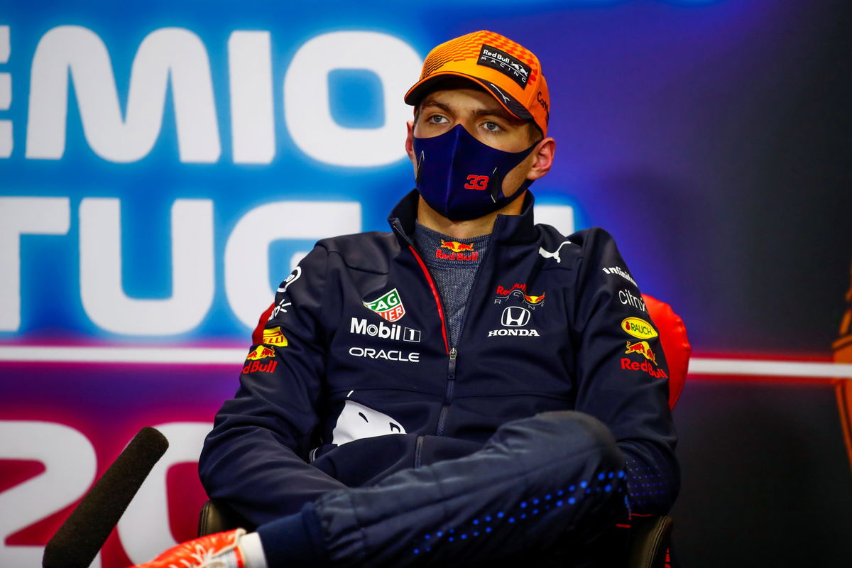 Max Verstappen during the post-qualifying press conference