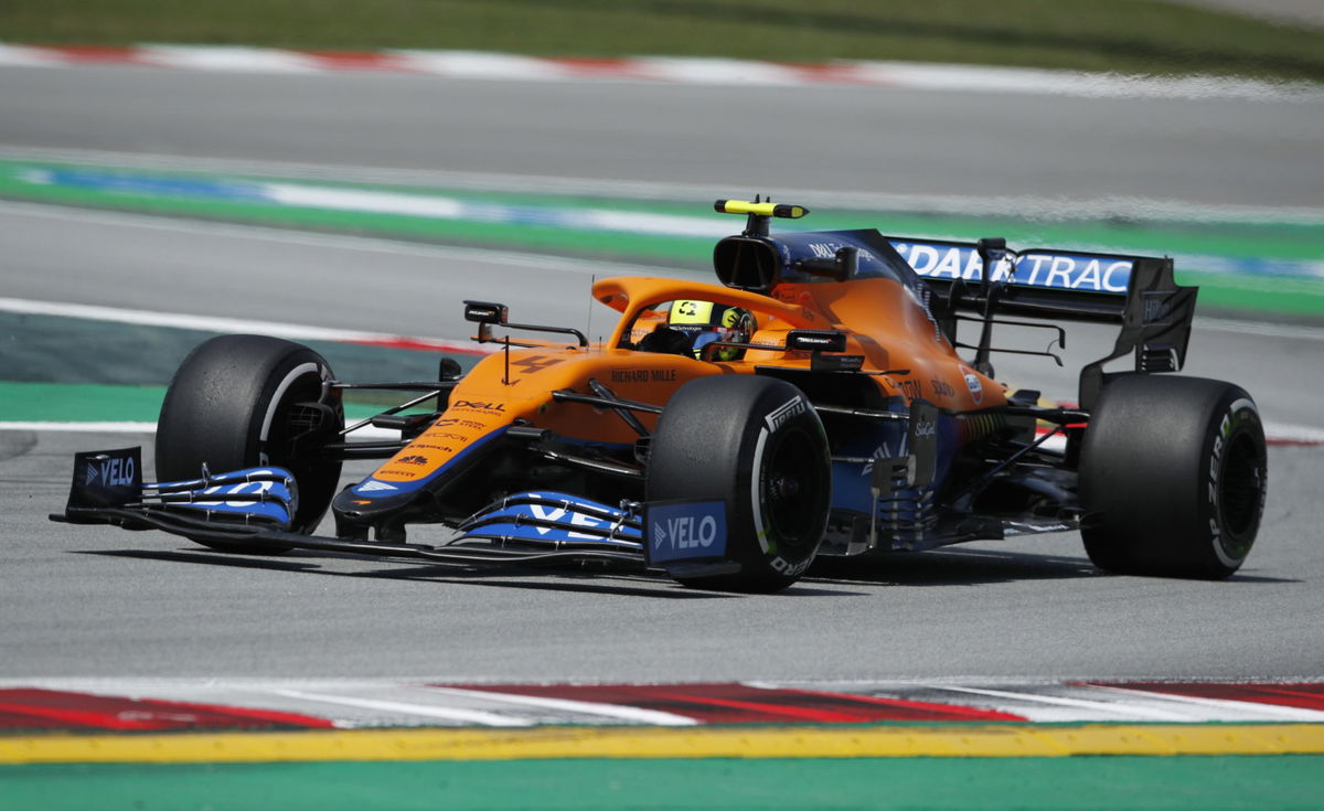 McLaren's Lando Norris in action during practice