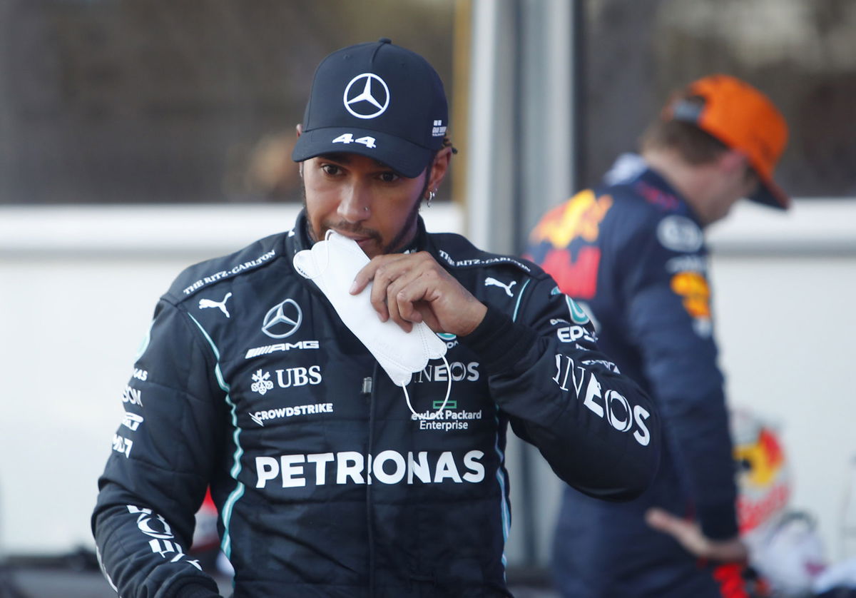 Lewis Hamilton following the qualifying session at the Azerbaijan Grand Prix