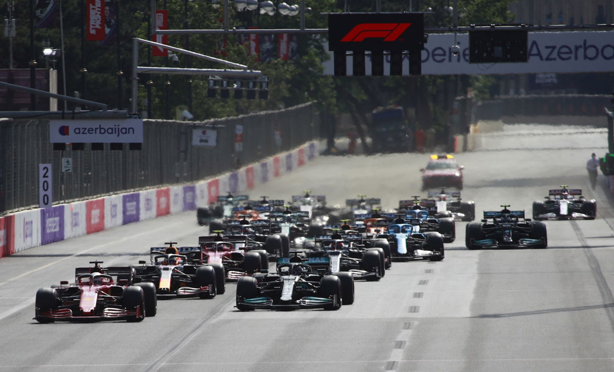 The start of the F1 race in Azerbaijan