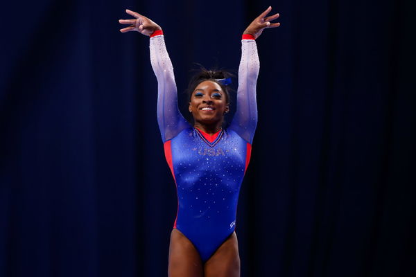 Simone Biles at the U.S. Women&#8217;s Olympic Gymnastics trials in St Louis