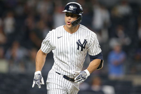 Giancarlo Stanton New York Yankees Game-Used #27 White Pinstripe Jersey vs.  Oakland Athletics on June 29 2022 - 1-3 HR 3 RBI R