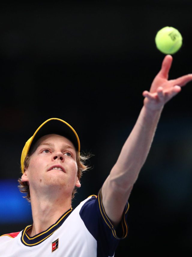 Frances Tiafoe of the United States returns the ball to Jannik Sinner of Italy during their semi final match at the Erste Bank Open ATP tennis tournament in Vienna, Austria, Saturday, Oct.