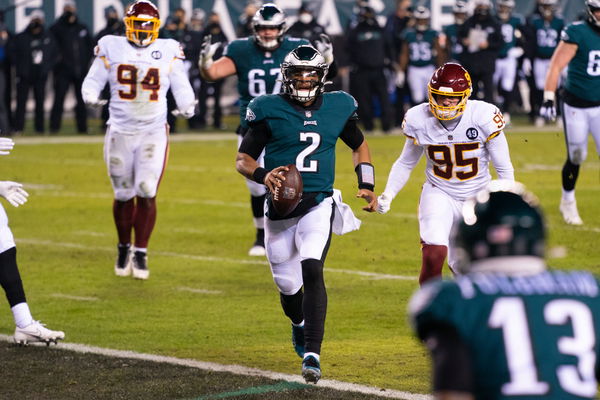 Philadelphia Eagles' Jordan Davis stands during the NFL football