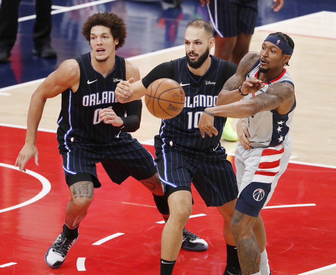 Orlando Magic forward Aaron Gordon and guard Evan Fournier