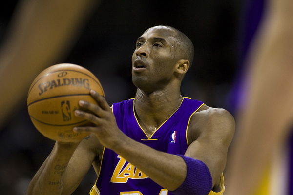 Kobe Bryant of the Los Angeles Lakers looks on during the 1998 NBA News  Photo - Getty Images