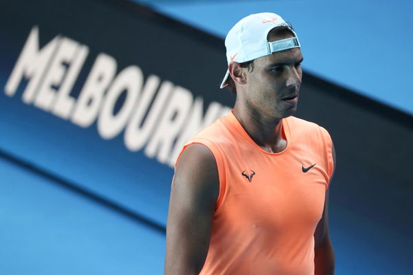 Spain&#8217;s Rafael Nadal practices at Melbourne Park in Melbourne