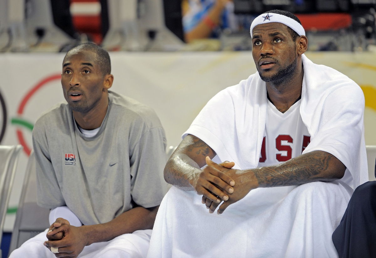 Kobe Bryant and LeBron James playing for Team USA