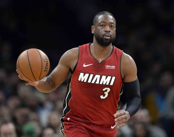 Dwyane Wade of the Miami Heat reacts after a play in the third News  Photo - Getty Images