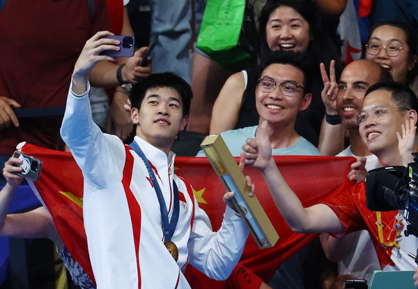 Swimming &#8211; Men&#8217;s 100m Freestyle Victory Ceremony