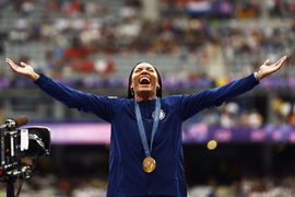 Athletics &#8211; Women&#8217;s Long Jump Victory Ceremony