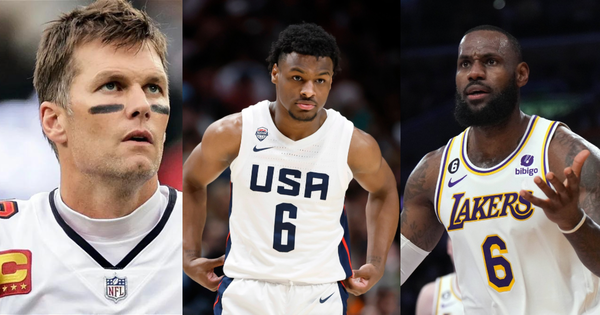 Tom Brady, Bronny and LeBron James Collage