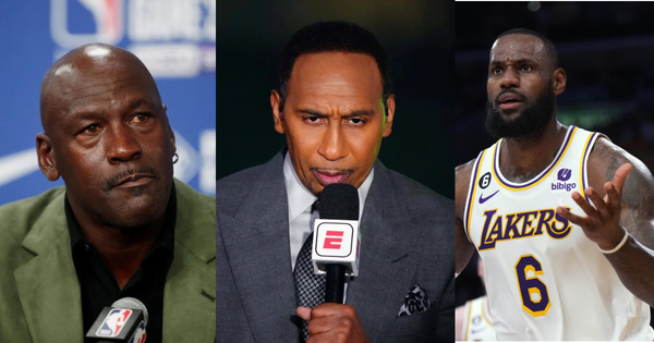 Michael Jordan, Stephen A. Smith, and LeBron James Collage